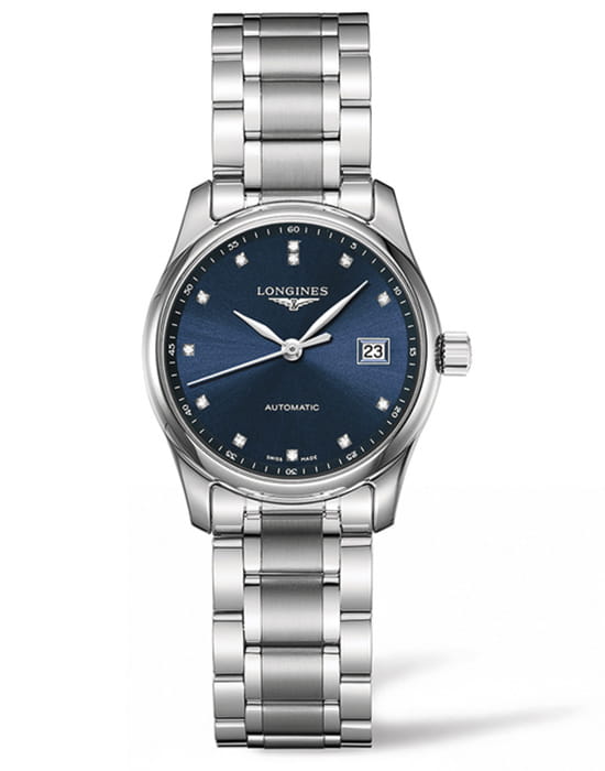 Longines Longines Master Collection L2.257.4.97.6  L22574976 механические женские часы синий циферблат, браслет нержавеющая сталь — вид спереди